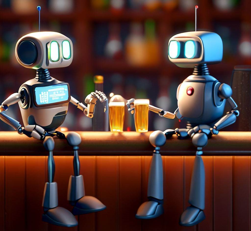 AI Robots at a bar