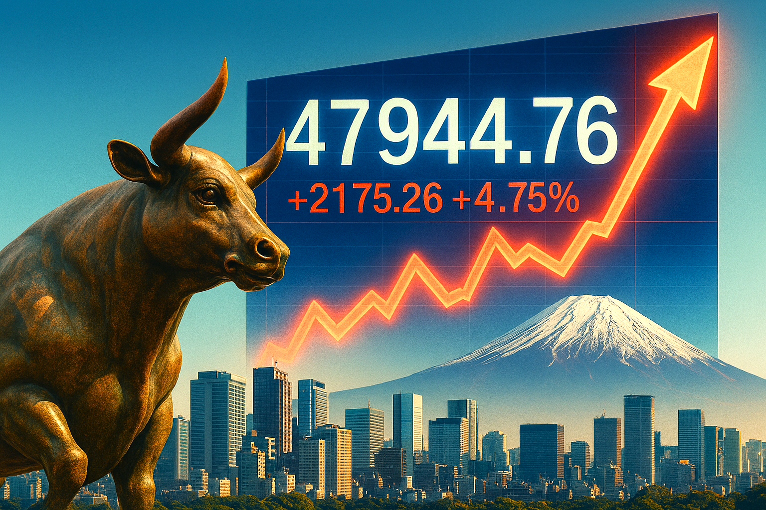Nikkei index surges to record high!