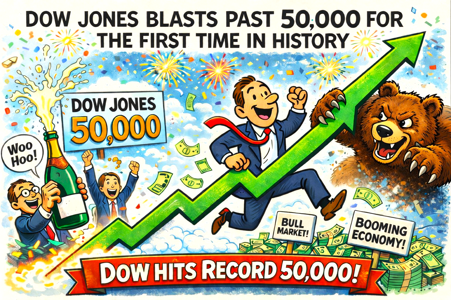 Dow blasts past 50000 for the first time in history