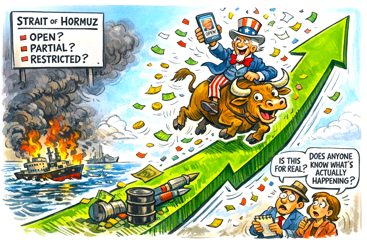 U.S. markets hit new highs as announcements are clouded in smoke