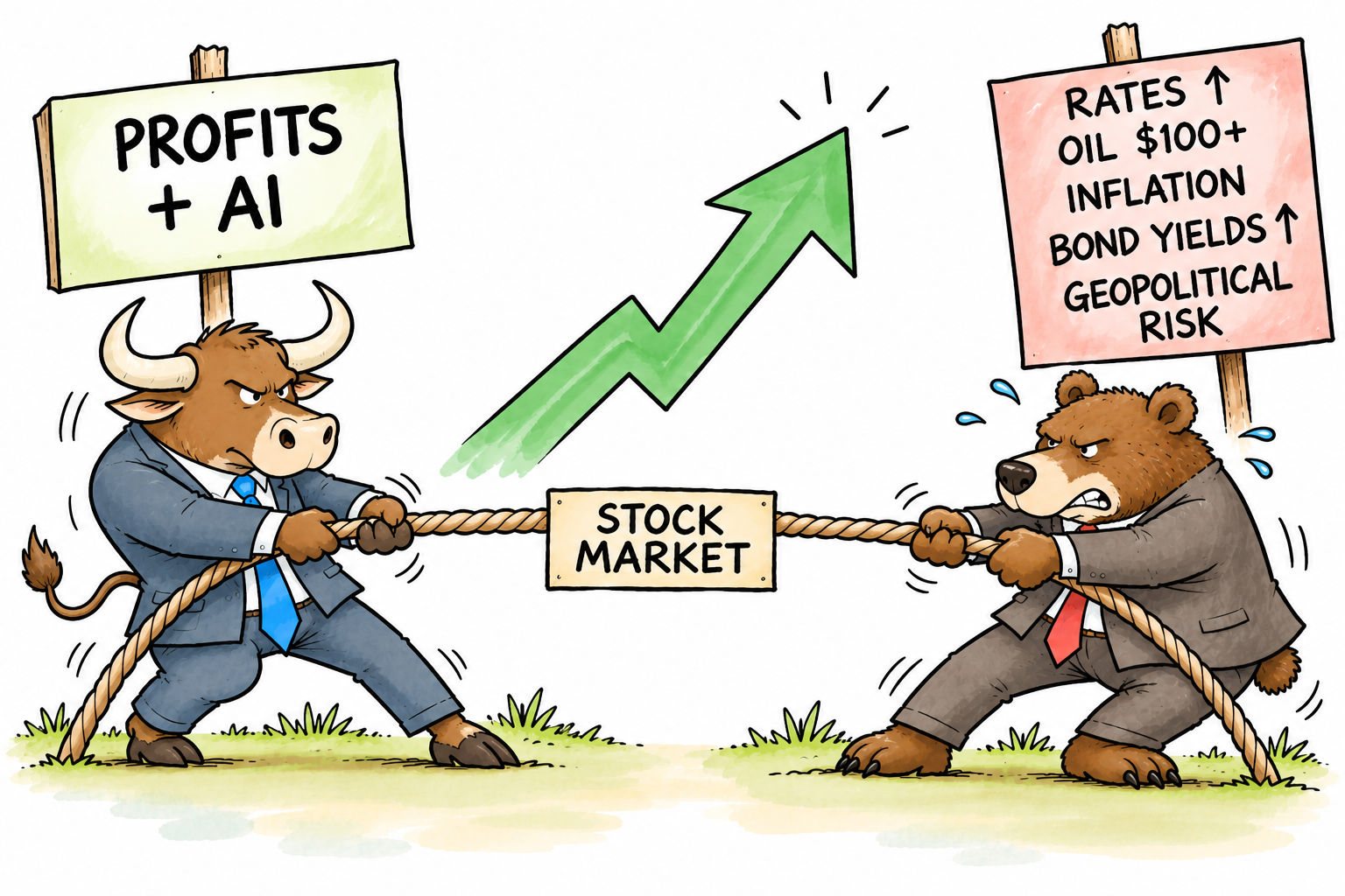 Stock market tug-o-war
