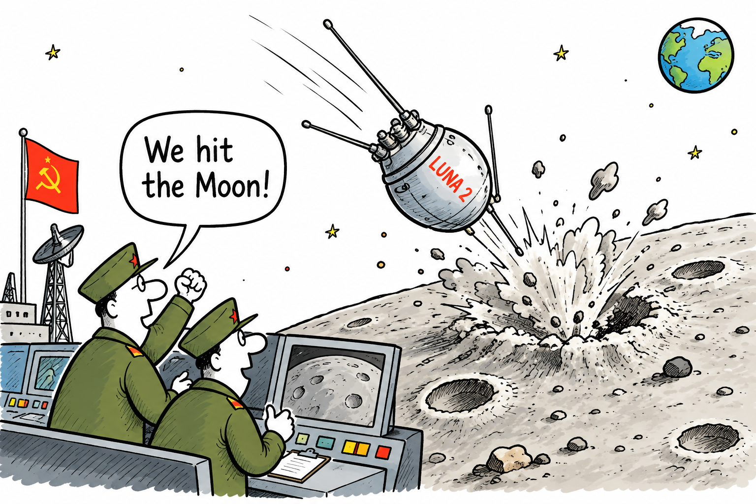 Luna 2 hit the moon